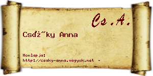 Csáky Anna névjegykártya